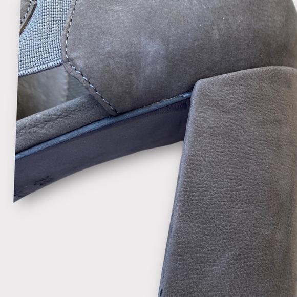 Eileen Fisher Gray Suede Gray Grey Leather Peep Toe Pump Elastic Side Size 8.5 - Picture 8 of 10